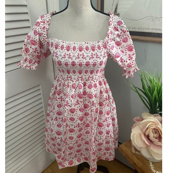 Hill House Dresses & Skirts - HILL HOUSE Womens Dress The Nap Mermaid Babydoll Milkmaid Seashell Pattern SMALL